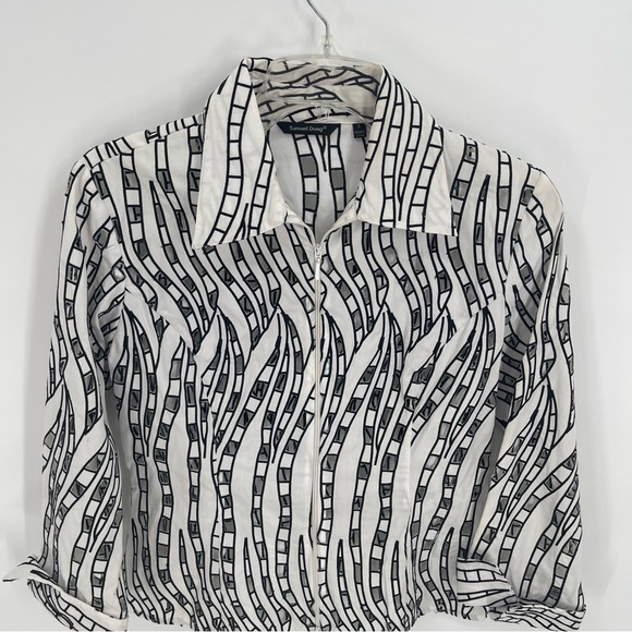 Samuel Dong Womens Jacket Small White Black Full Zip Black White Cutouts - Picture 4 of 11